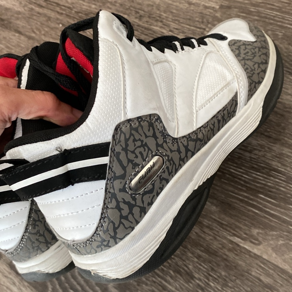 FUBU White, Black, and Gray Patterned ankle Sneakers - Picture 15 of 17
